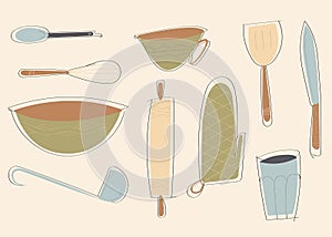 Cute kitchen appliances, vector illustration